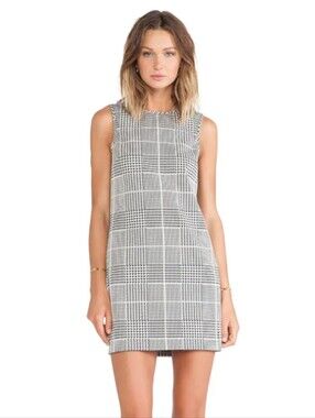 Theory Black and White Plaid Mini Dress